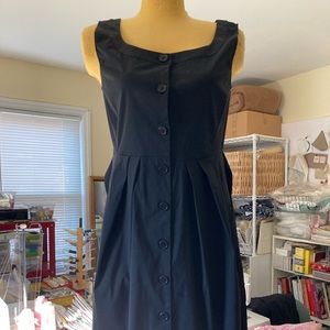 Theory Belted Black Cotton Dress Size 10